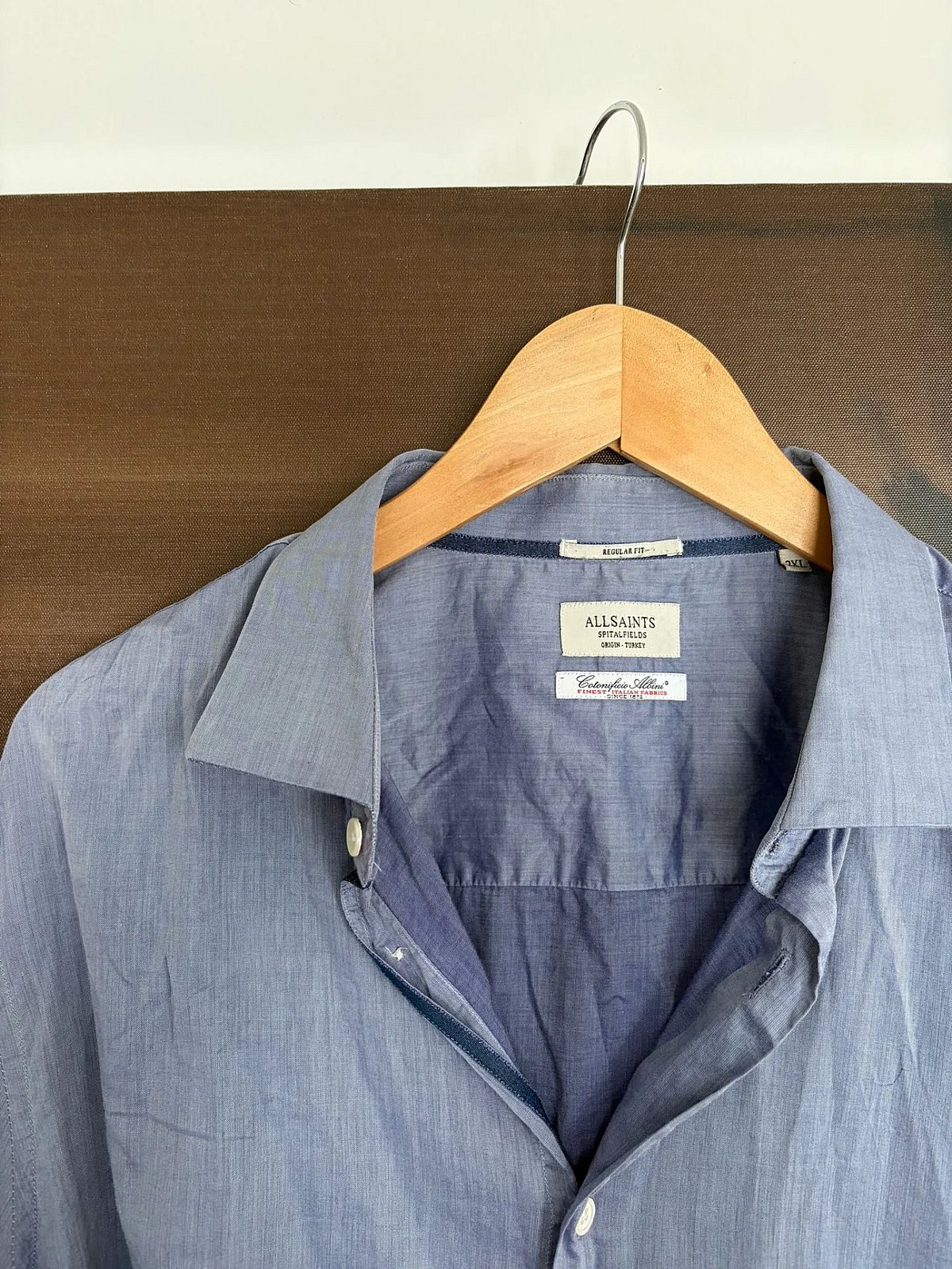 AllSaints Blue Cotton Long Sleeve Shirt, photo 6