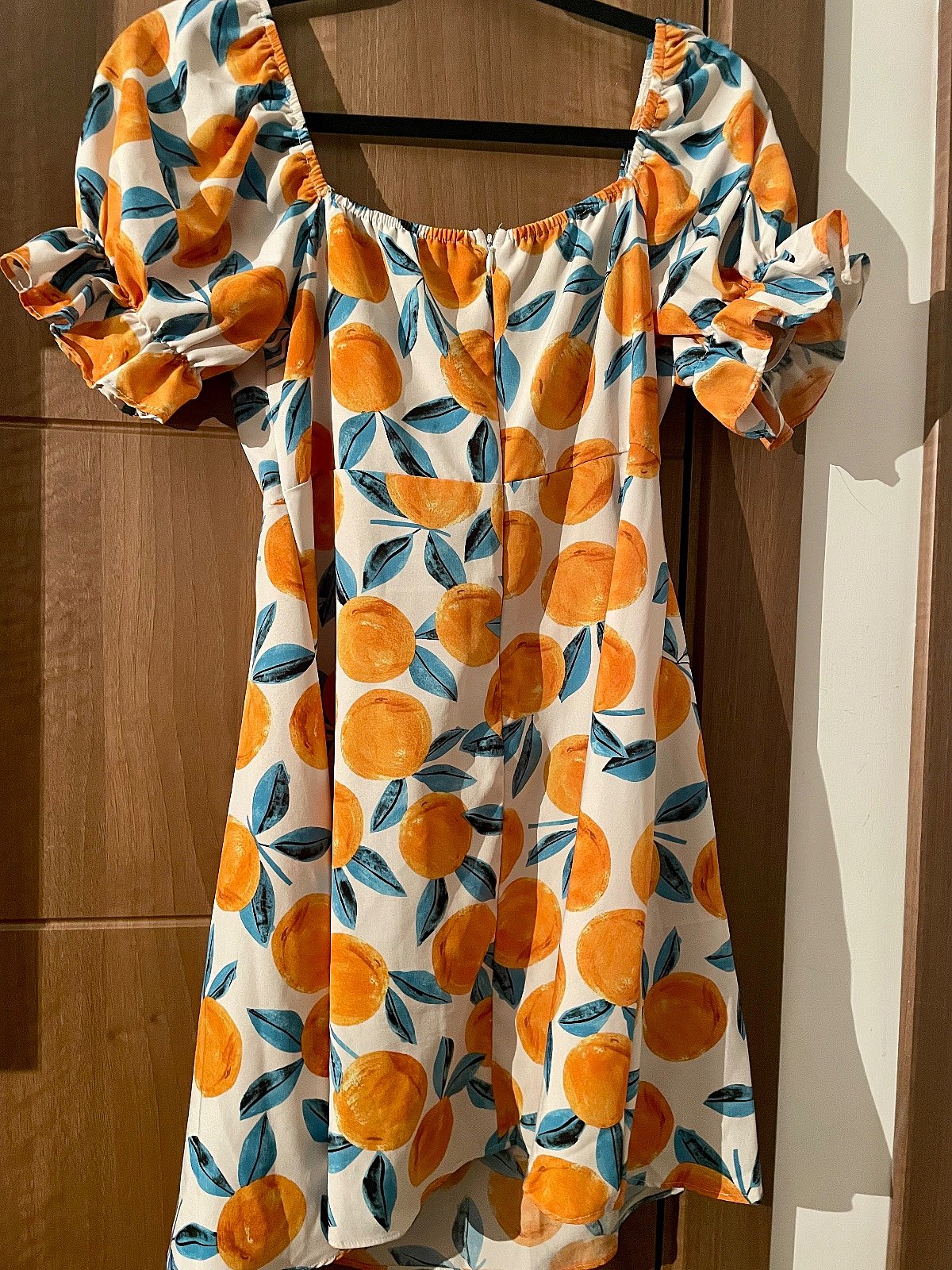 Orange print puff sleeve dress, photo 3