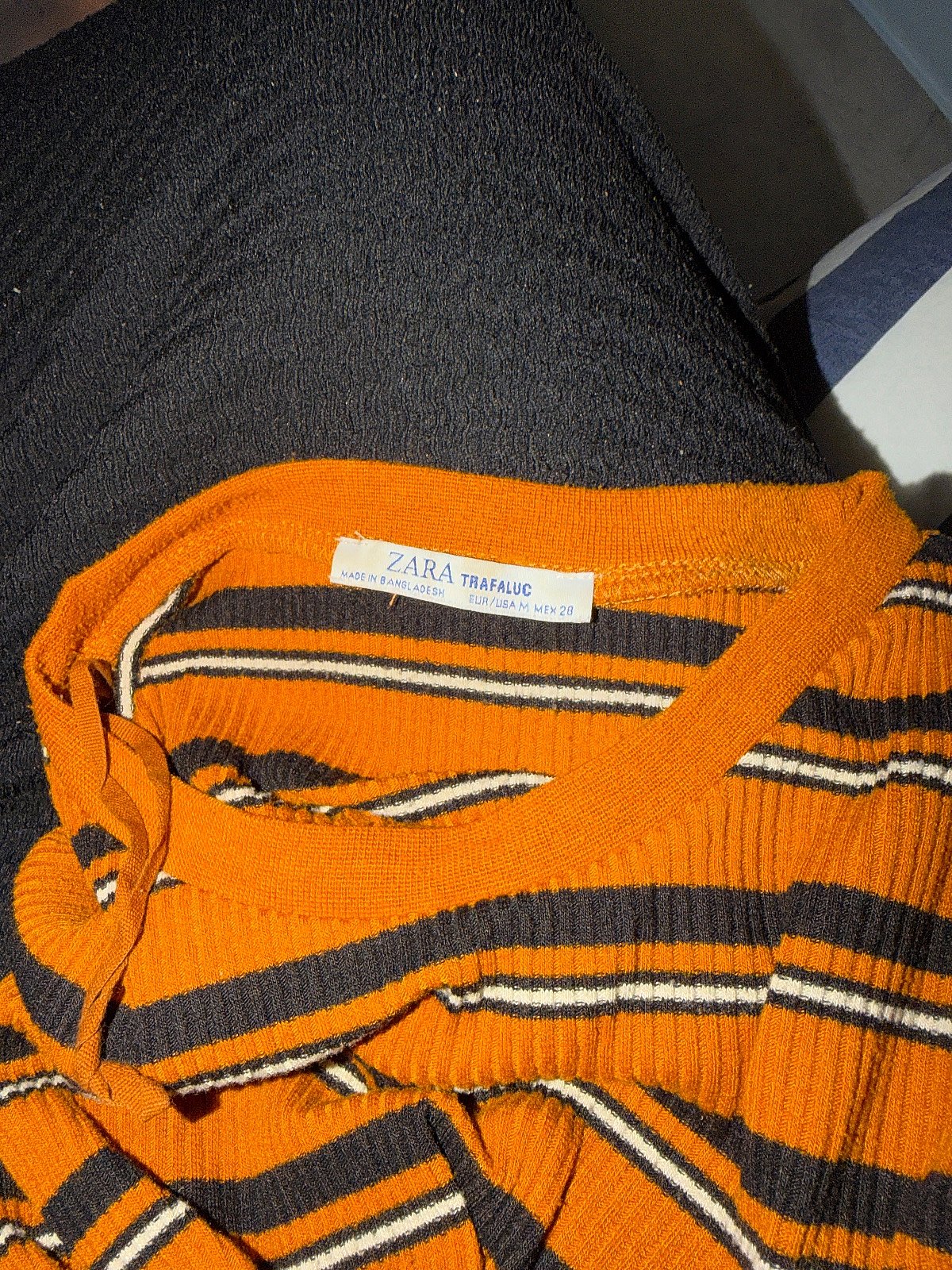 Ribbed striped orange t-shirt, photo 2