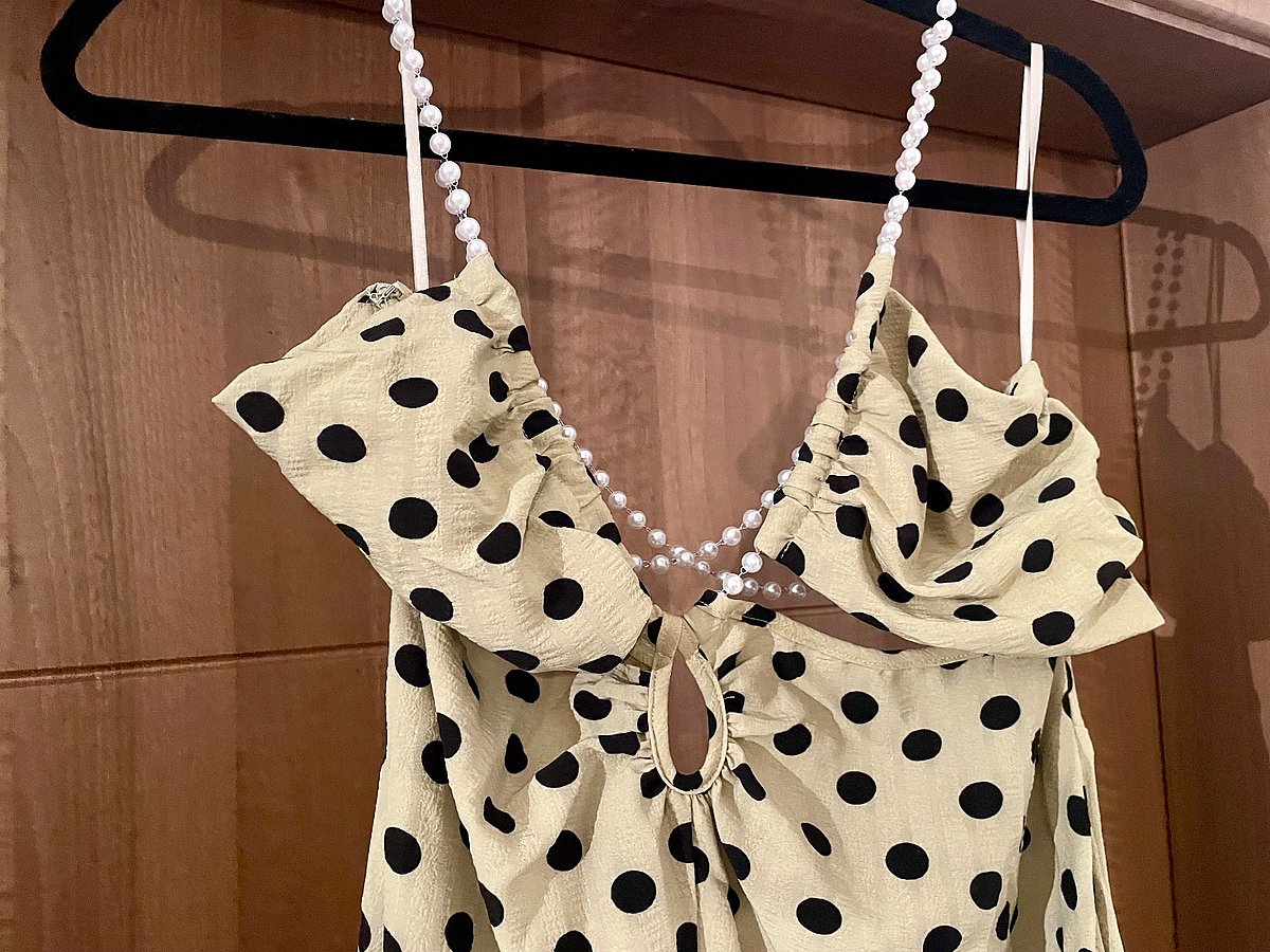 Polka dot pearl strap dress, photo 2