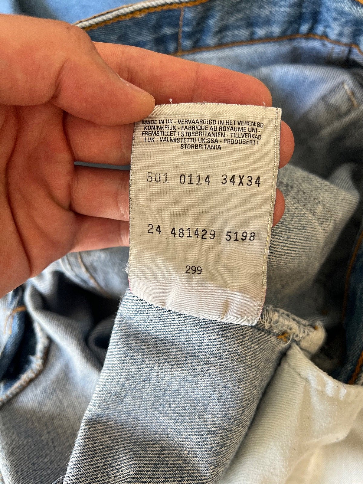 Levi’s 501 – Vaqueros rectos vintage | Azul claro | Talla W34 L34 | Hecho en el Reino Unido, foto 6