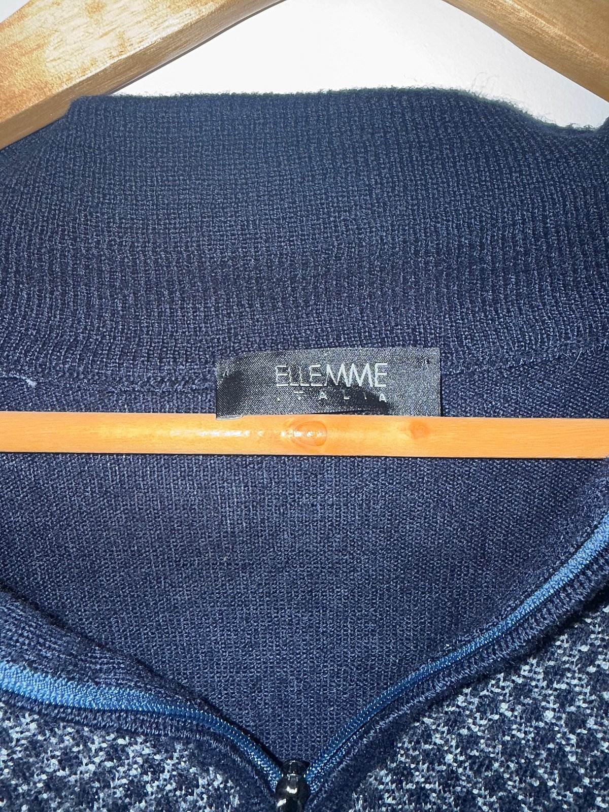 Ellemme Italia Blue Patterned Zip-Neck Sweater, photo 4