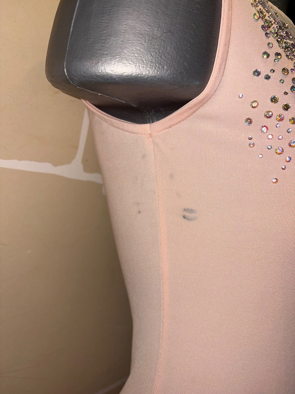 Peach Mesh Plunge Neckline Dress Size M, photo 4