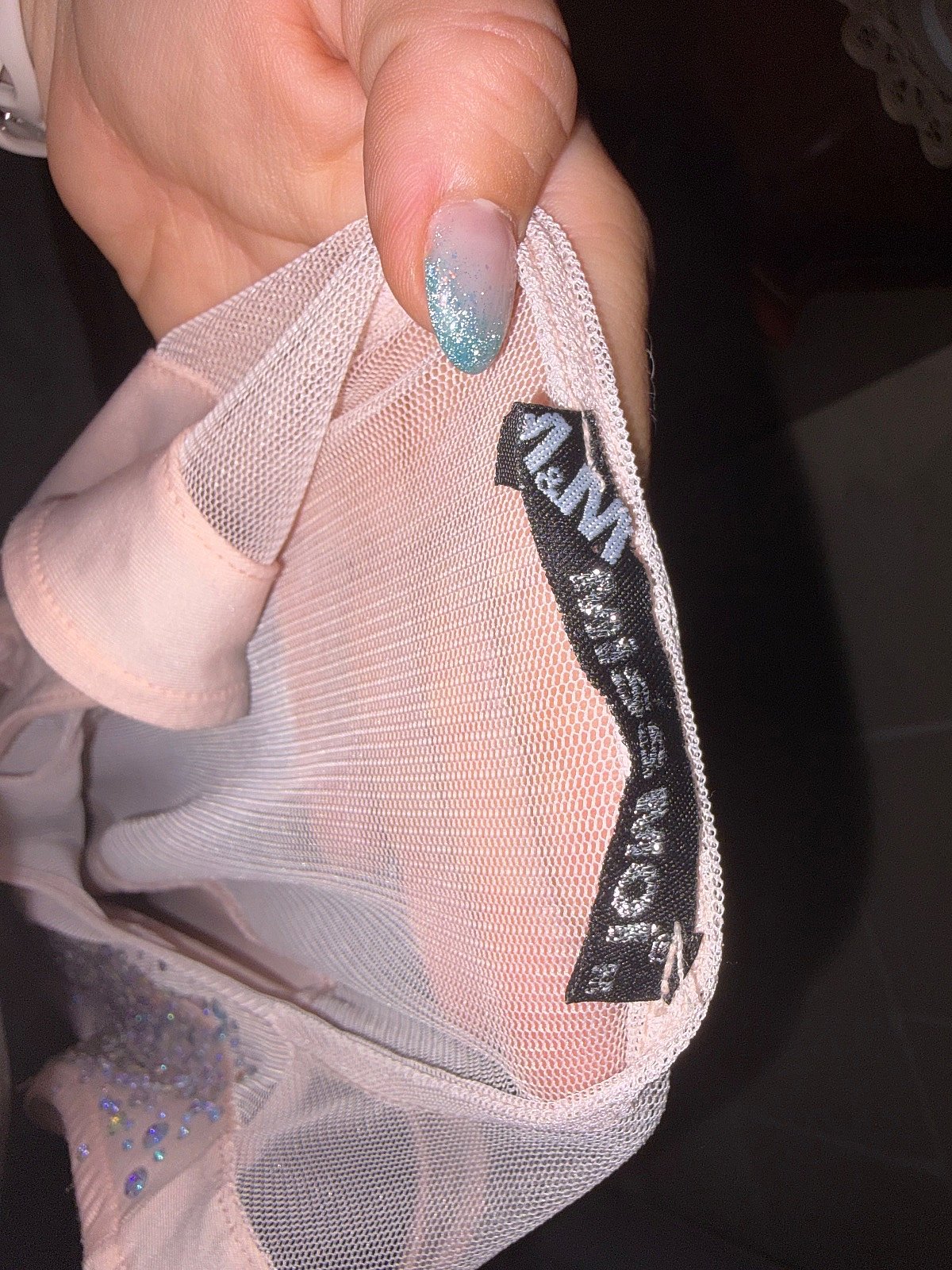 Peach Mesh Plunge Neckline Dress Size M, photo 6