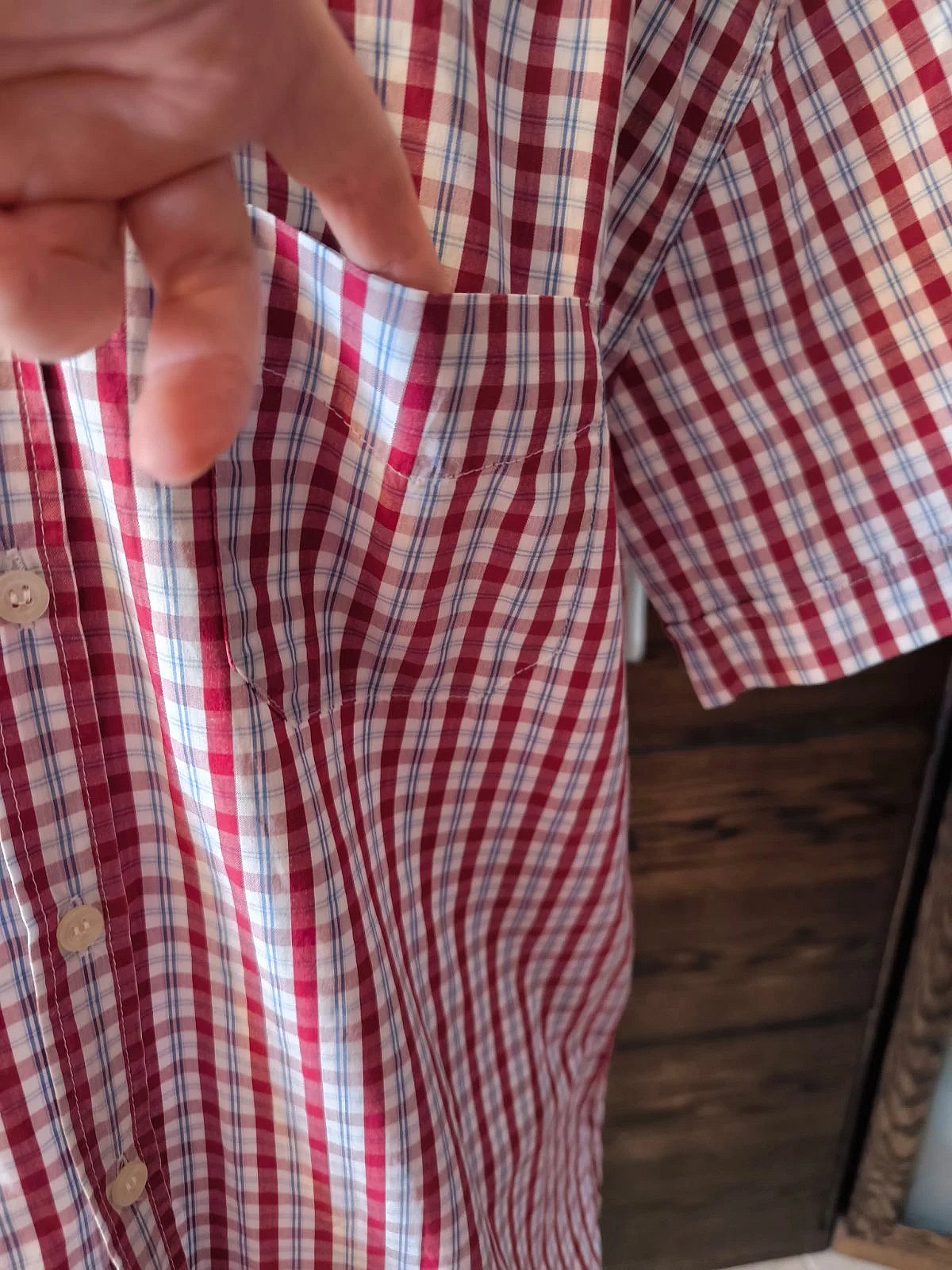 Benetton red checked button shirt, photo 3