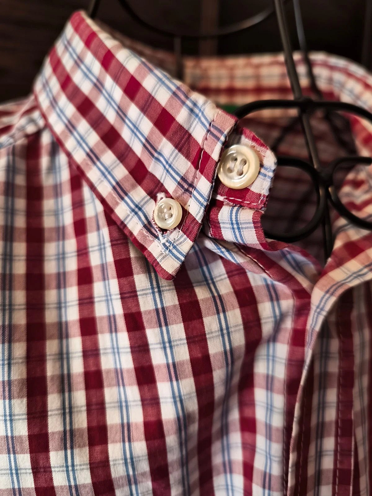 Benetton red checked button shirt, photo 4