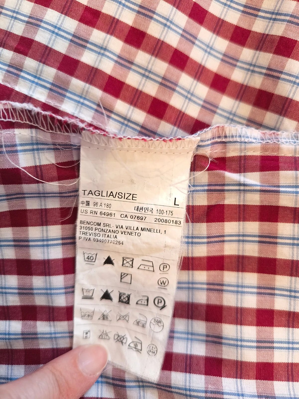 Benetton red checked button shirt, photo 6