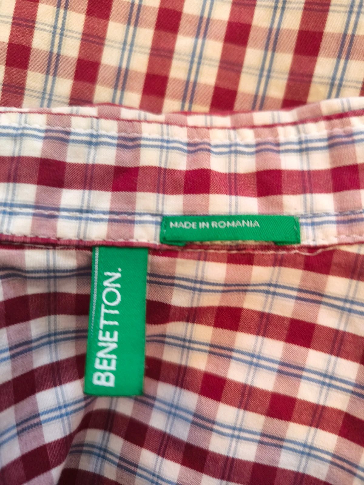 Benetton red checked button shirt, photo 5