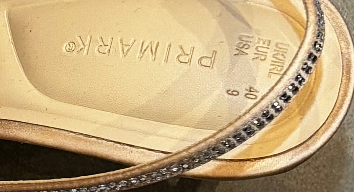 Sparkly embellished gold slingback heels, photo 2