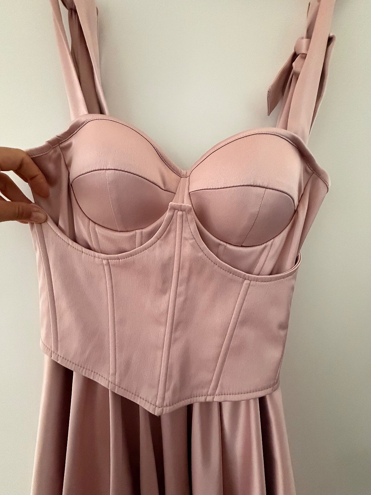 Dusty pink satin corset dress, photo 3