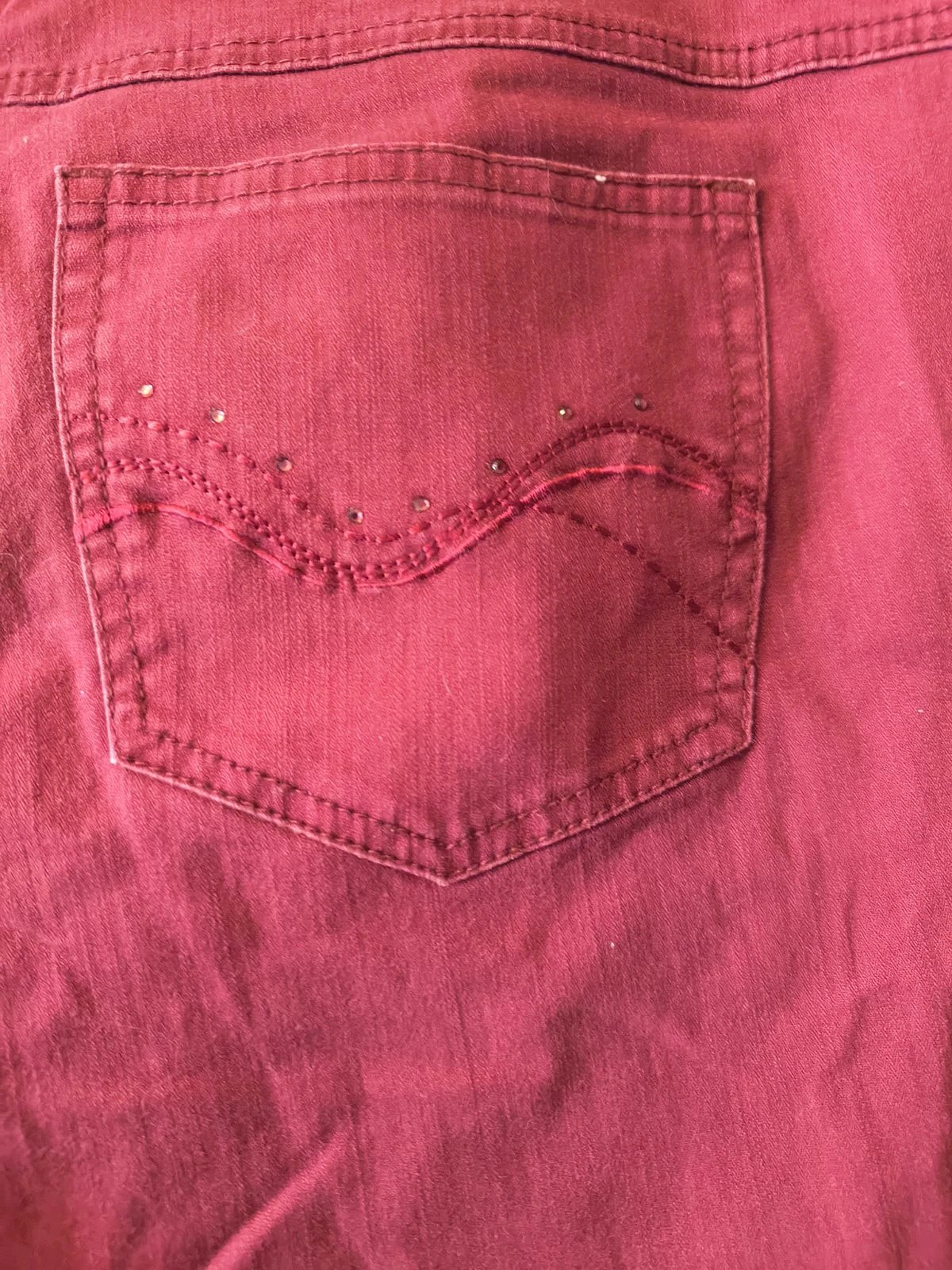 Canda burgundy cotton trousers, photo 3