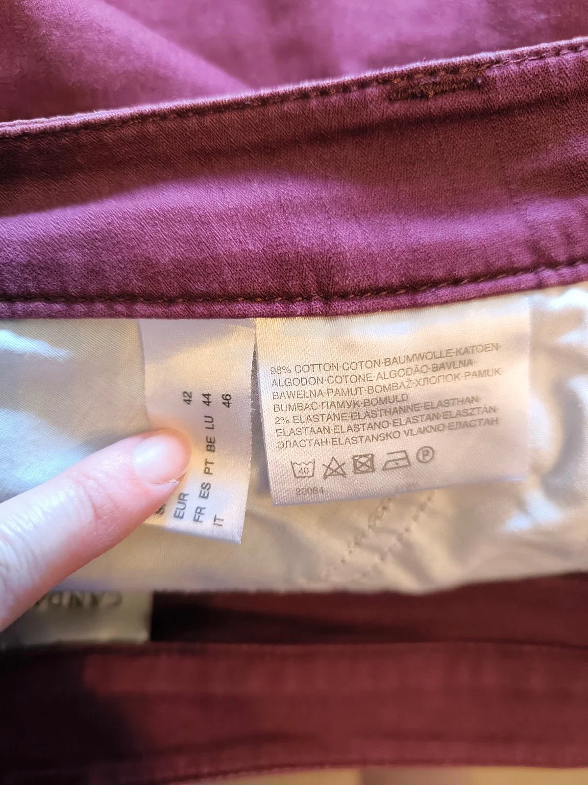 Canda burgundy cotton trousers, photo 5