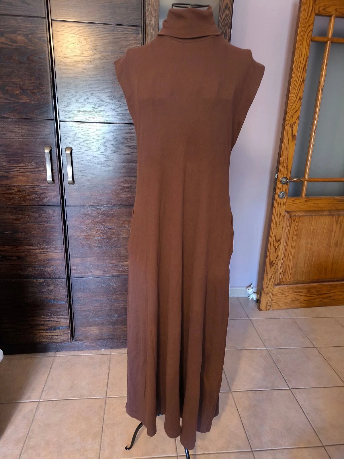 Brown Ribbed Turtle Neck Dress, photo 4