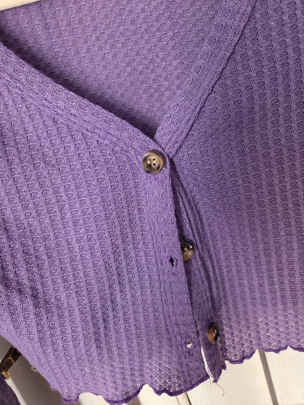 Purple Waffle Texture Cropped Cardigan, photo 2