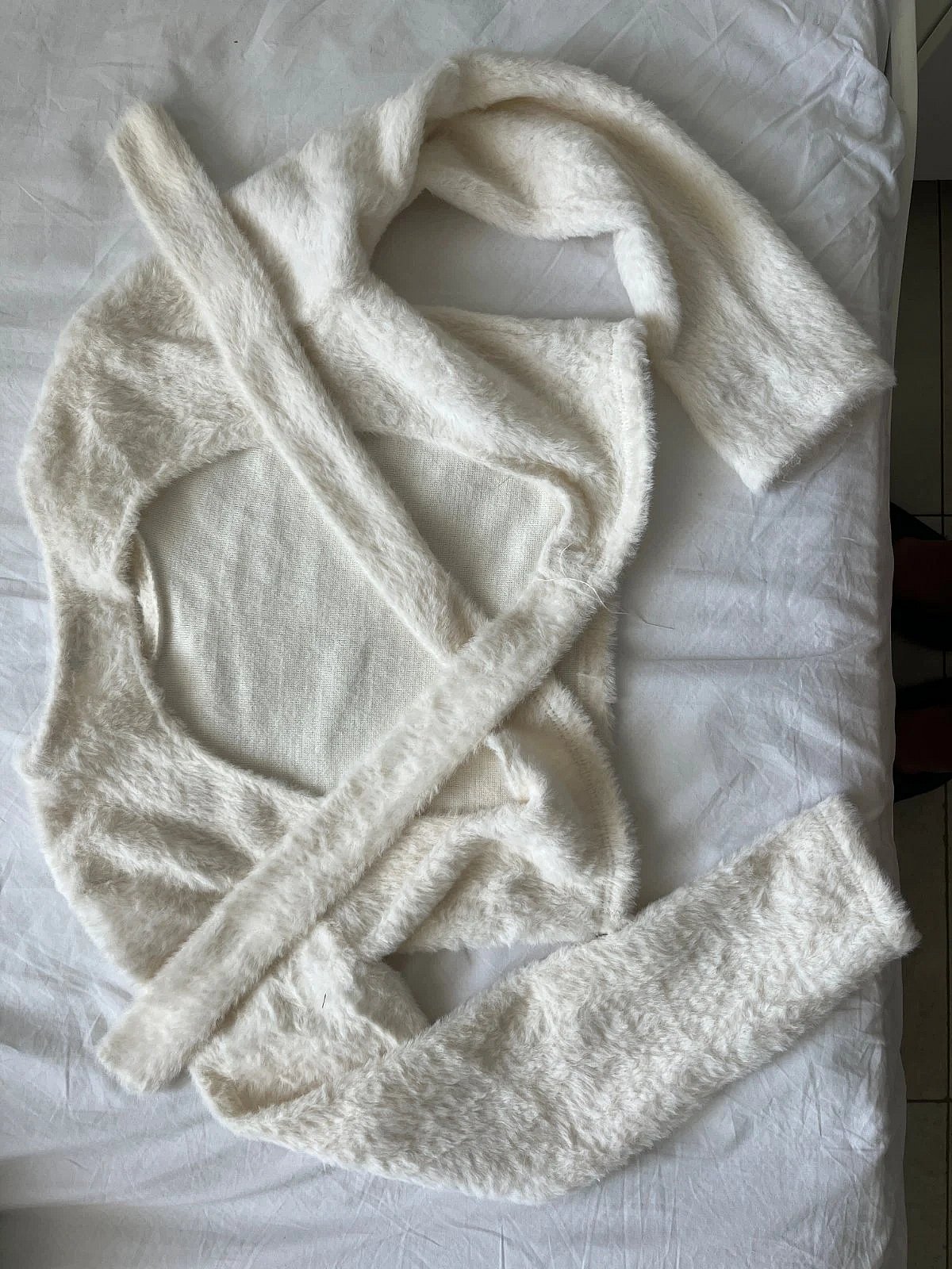 Cream fluffy cropped wrap top - photo 3