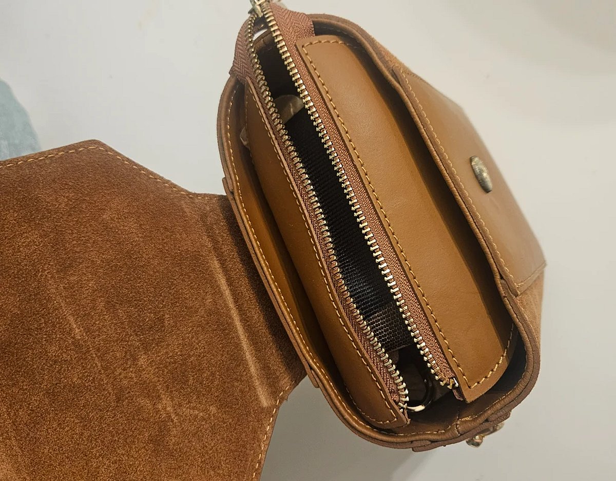 Bolso bandolera Ego de color marrón claro, foto 3