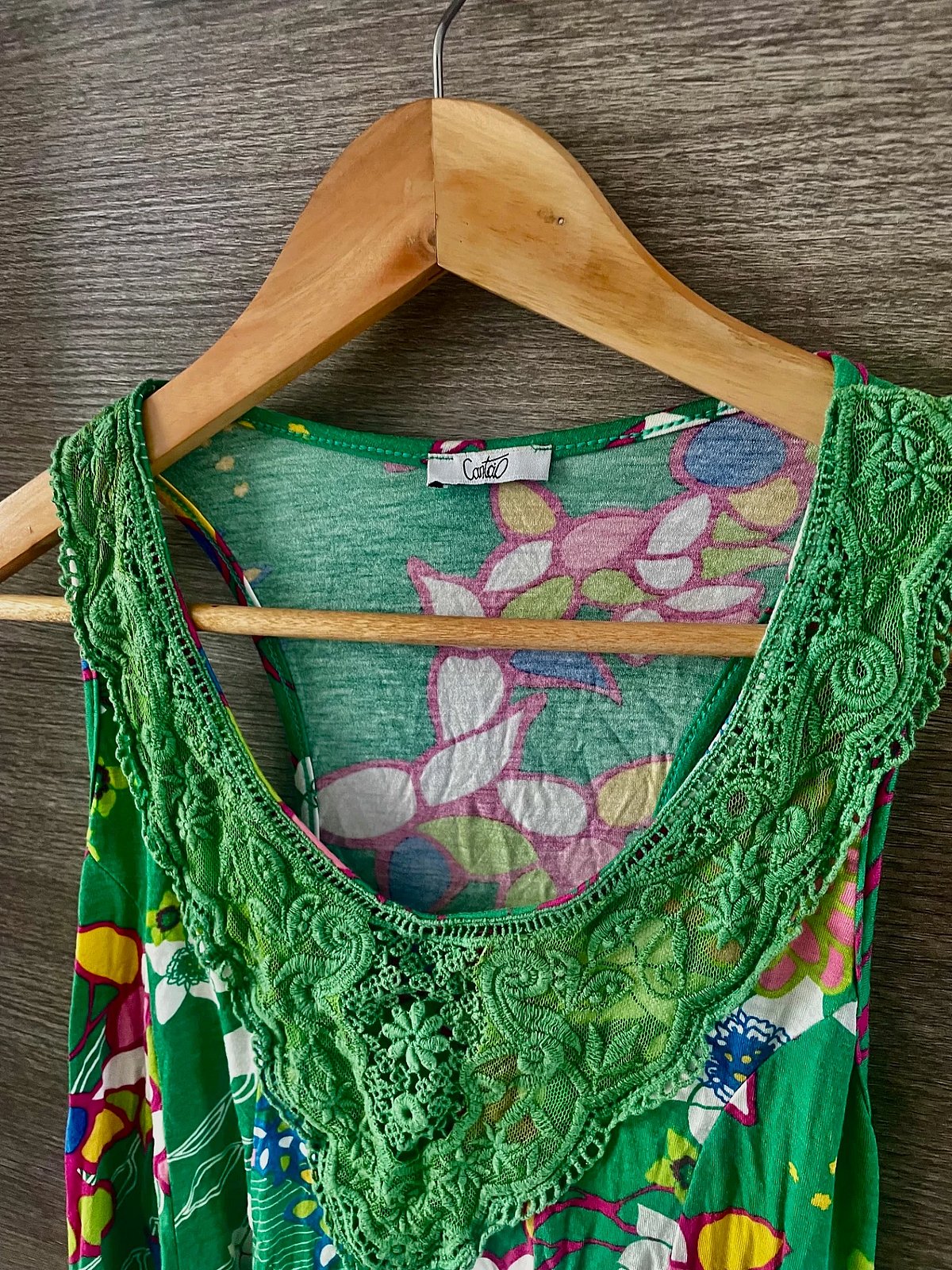 Green Floral Crochet Neck Tunic - photo 3