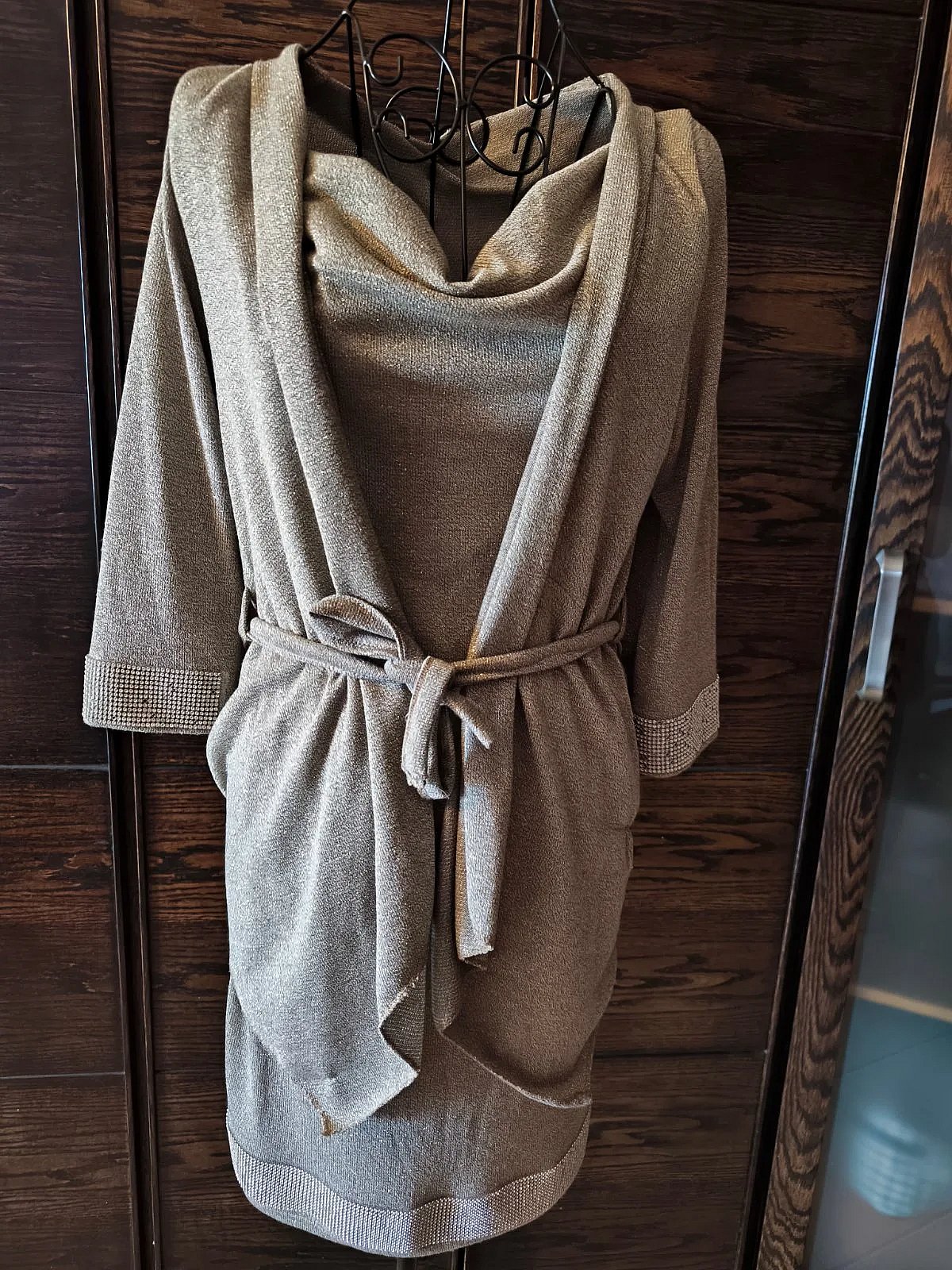 Sparkly metallic draped knit blouse , photo 3