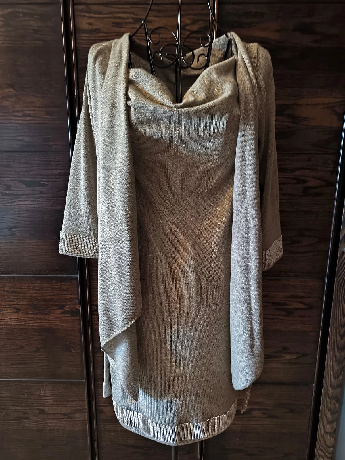 Sparkly metallic draped knit blouse , photo 2