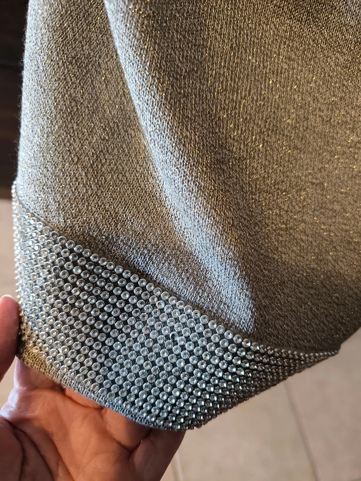 Sparkly metallic draped knit blouse , photo 4