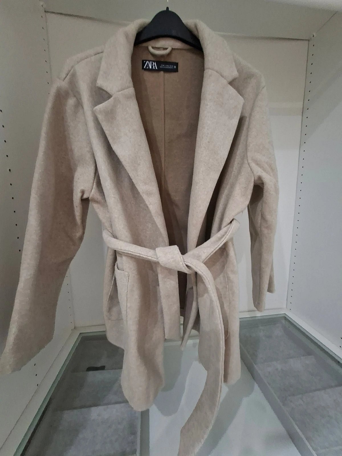 Zara belted beige wool coat, photo 4