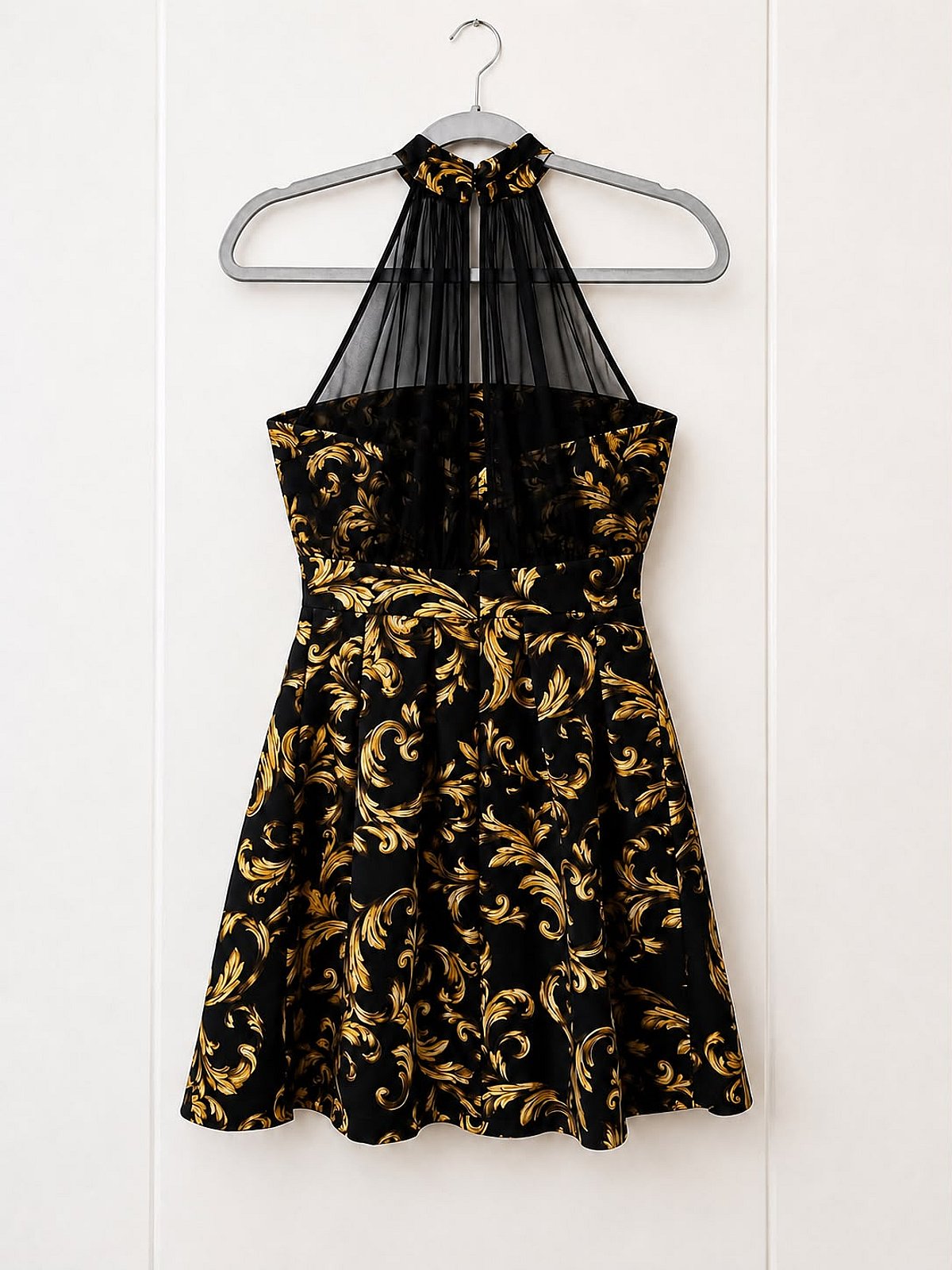 Black Gold Baroque Halter Dress, photo 2