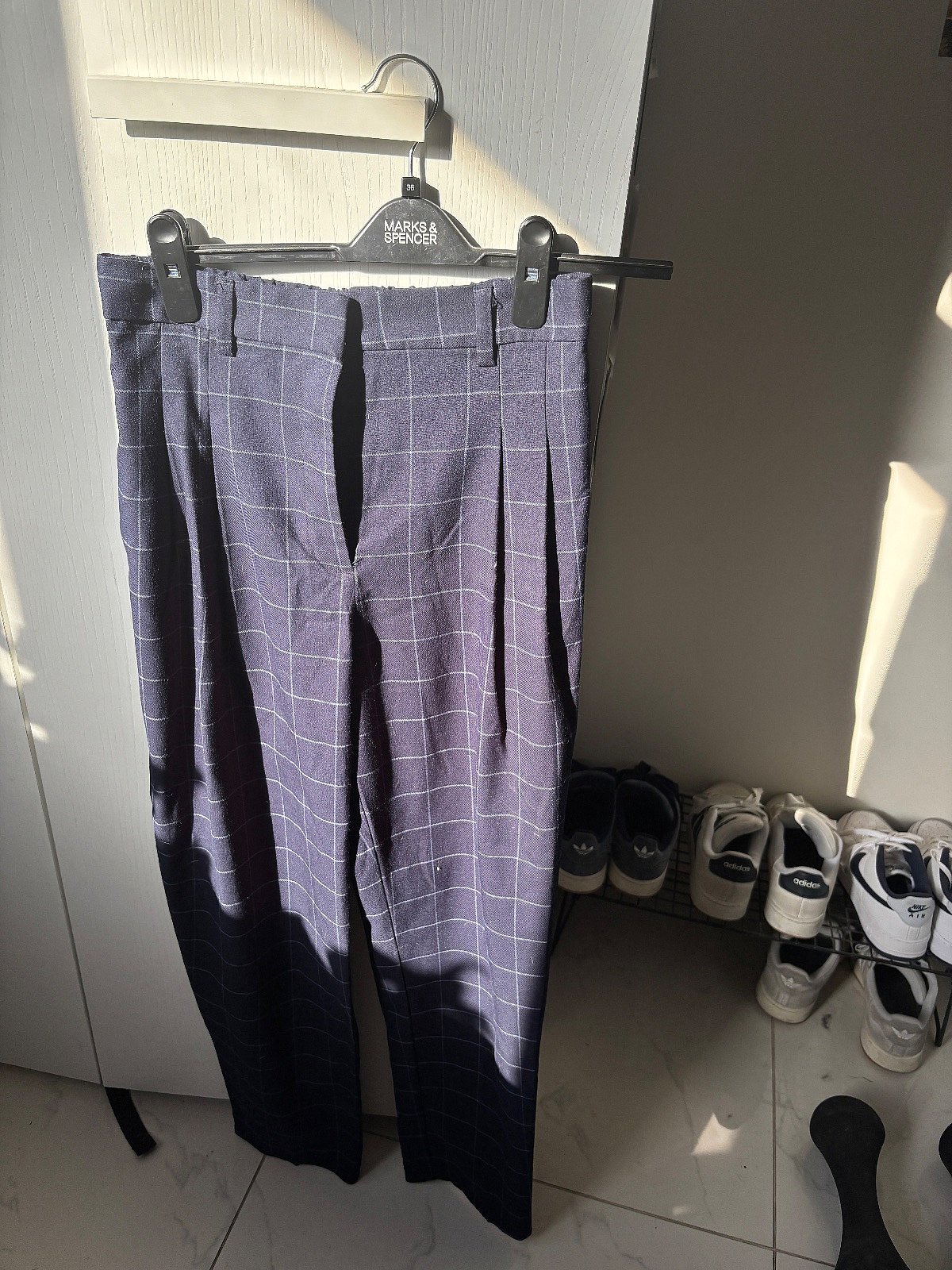 Checkered/ Gingham Navy blue trousers , photo 2