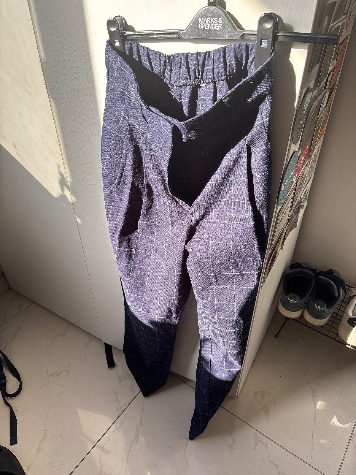 Checkered/ Gingham Navy blue trousers , photo 3