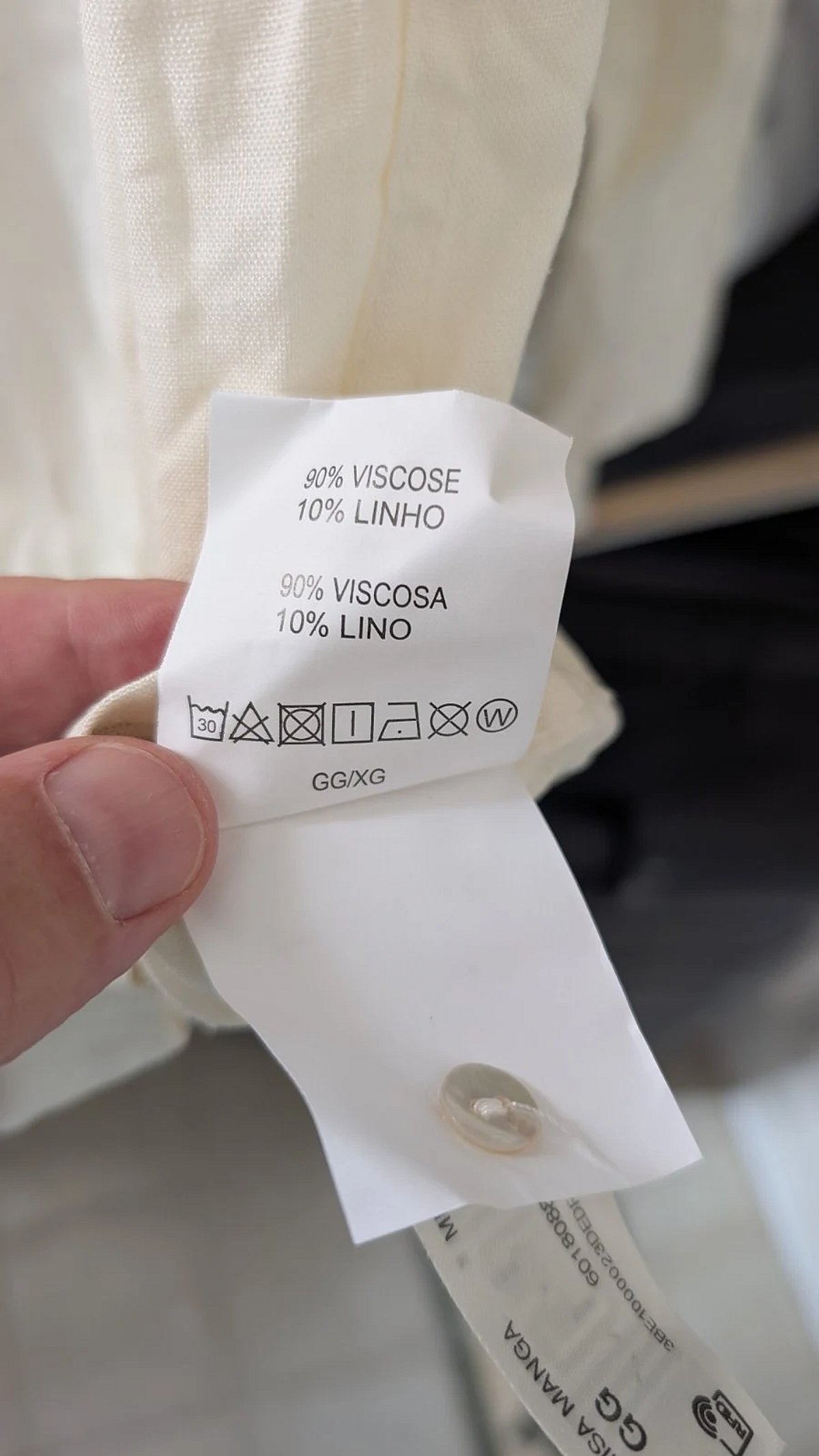 Camicia color crema in misto lino, foto 3