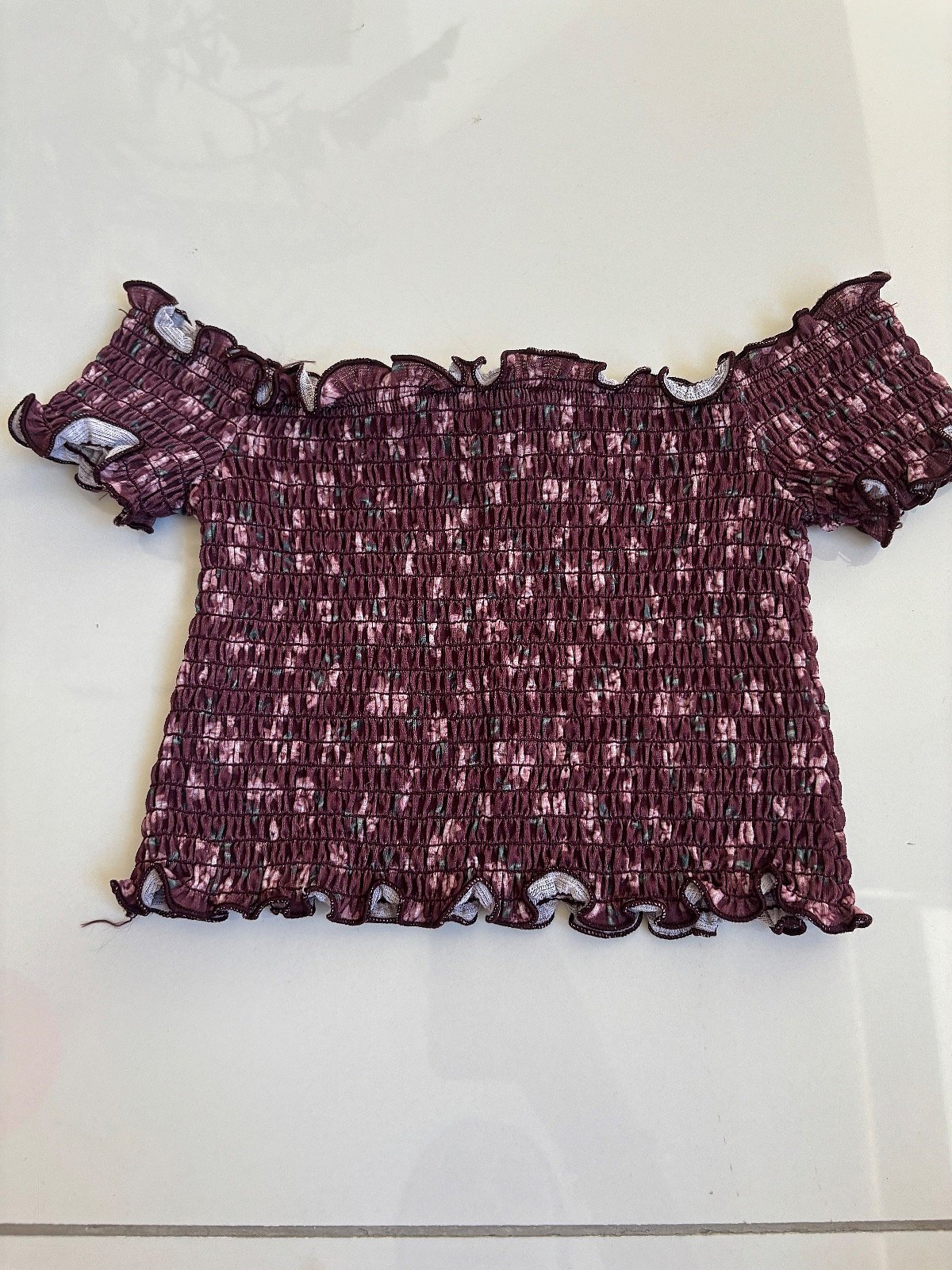 Burgundy Smocked Bardot Top, photo 2