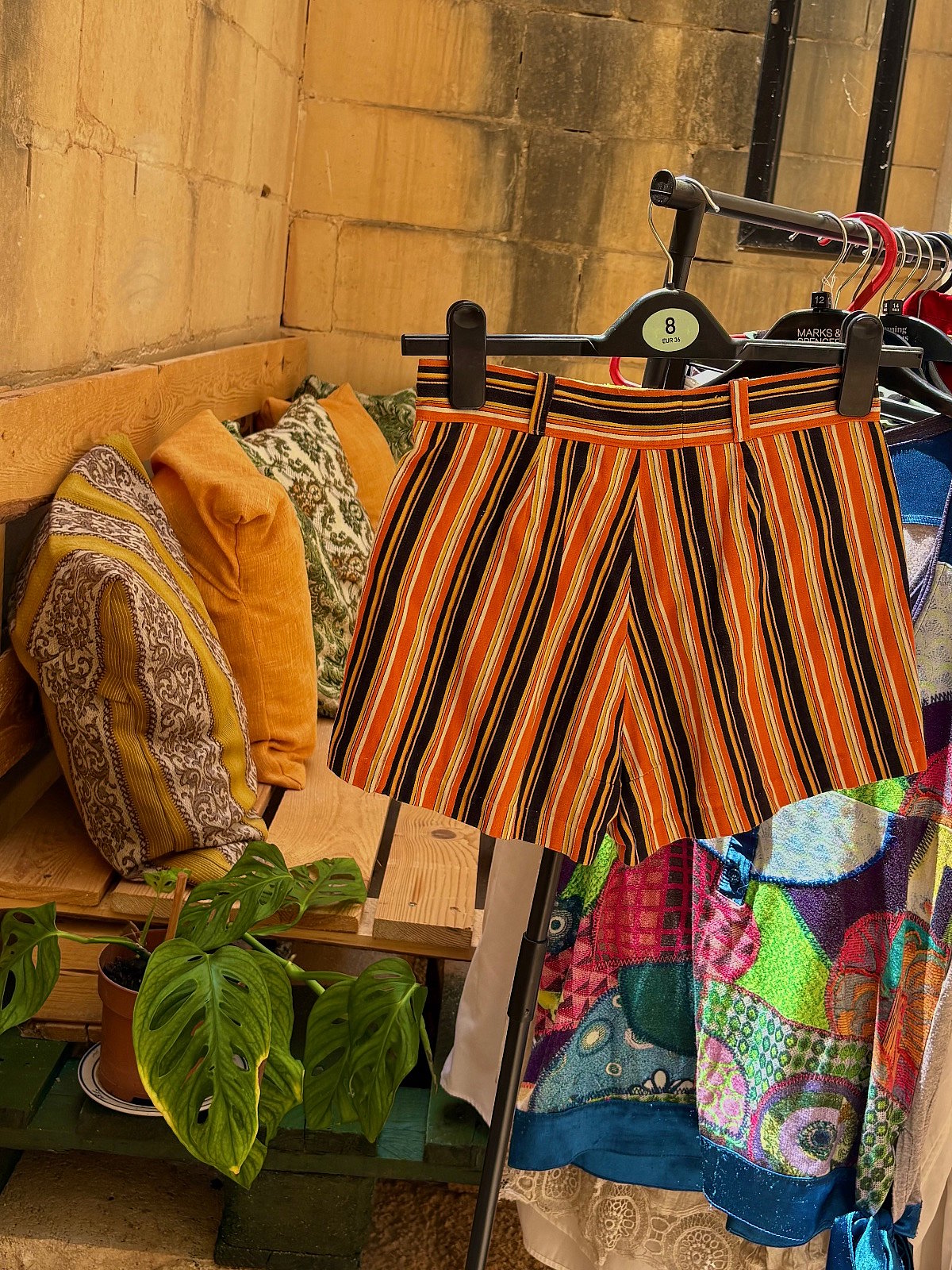 Vintage Orange striped tailored shorts, photo 2