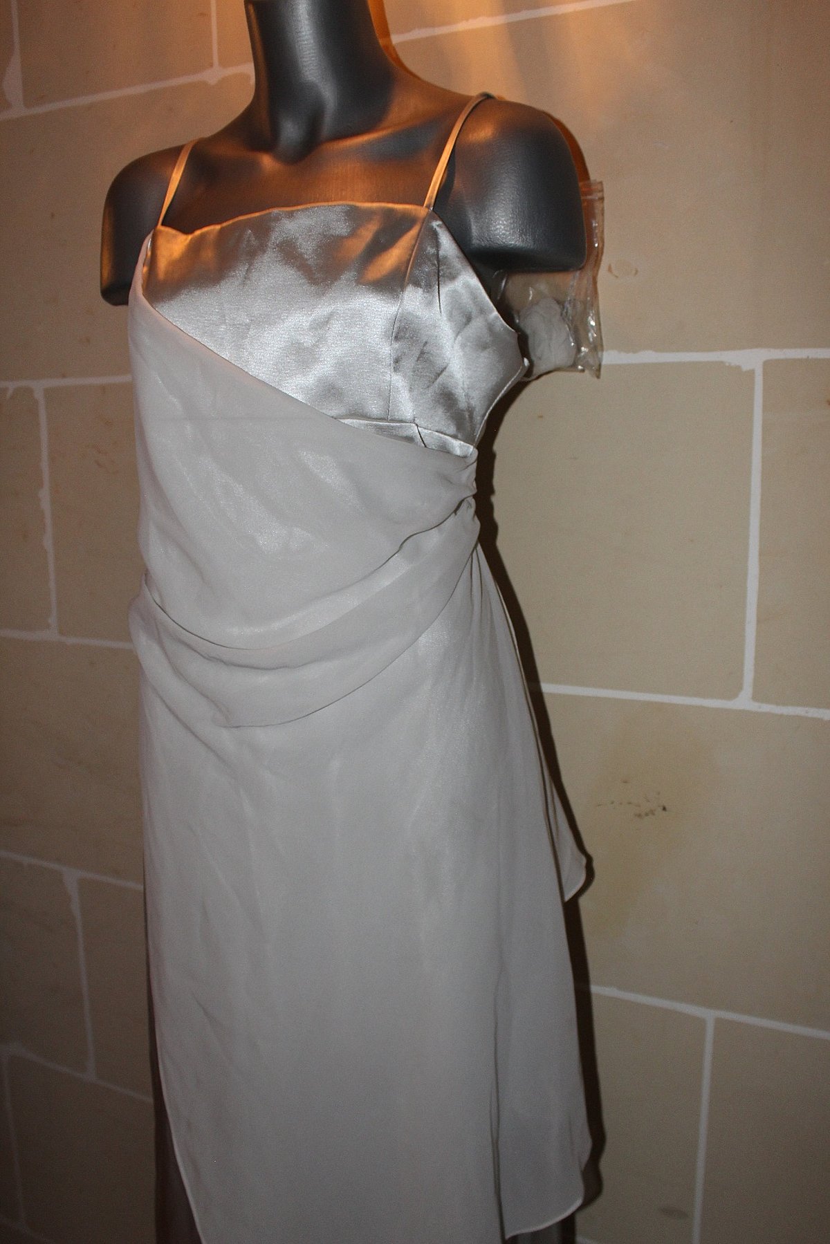 Silver Satin Evening Dress EU 44, photo 2