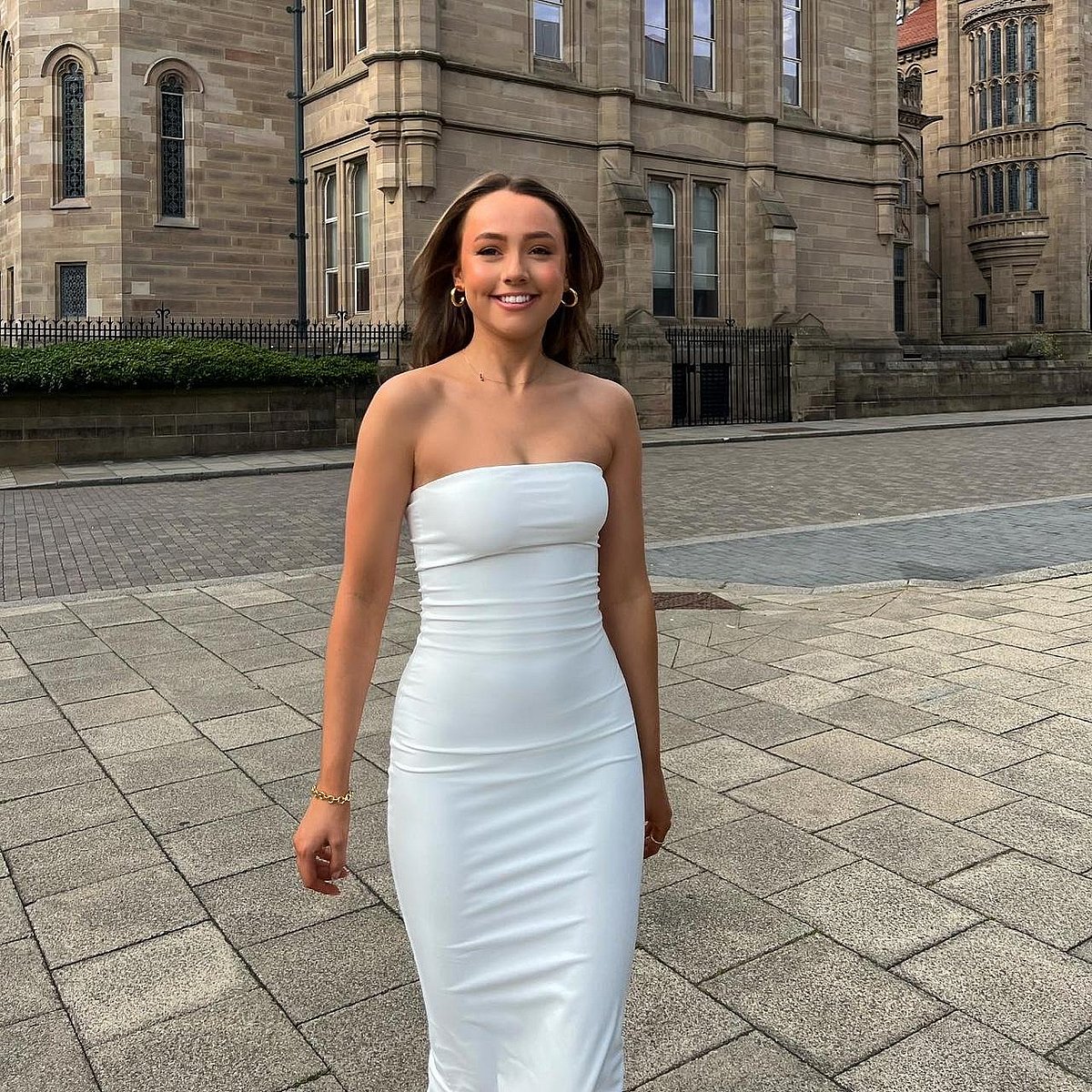 BOA White Strapless Midi Dress with side zip (S), photo 3