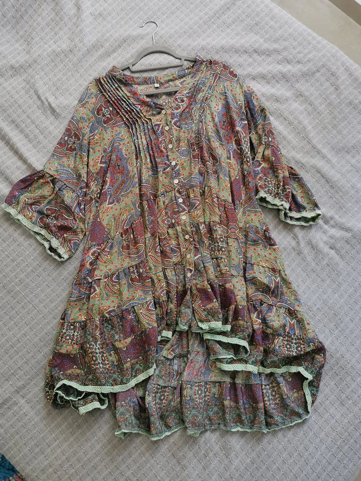 Paisley Tiered Boho Tunic Dress, photo 2