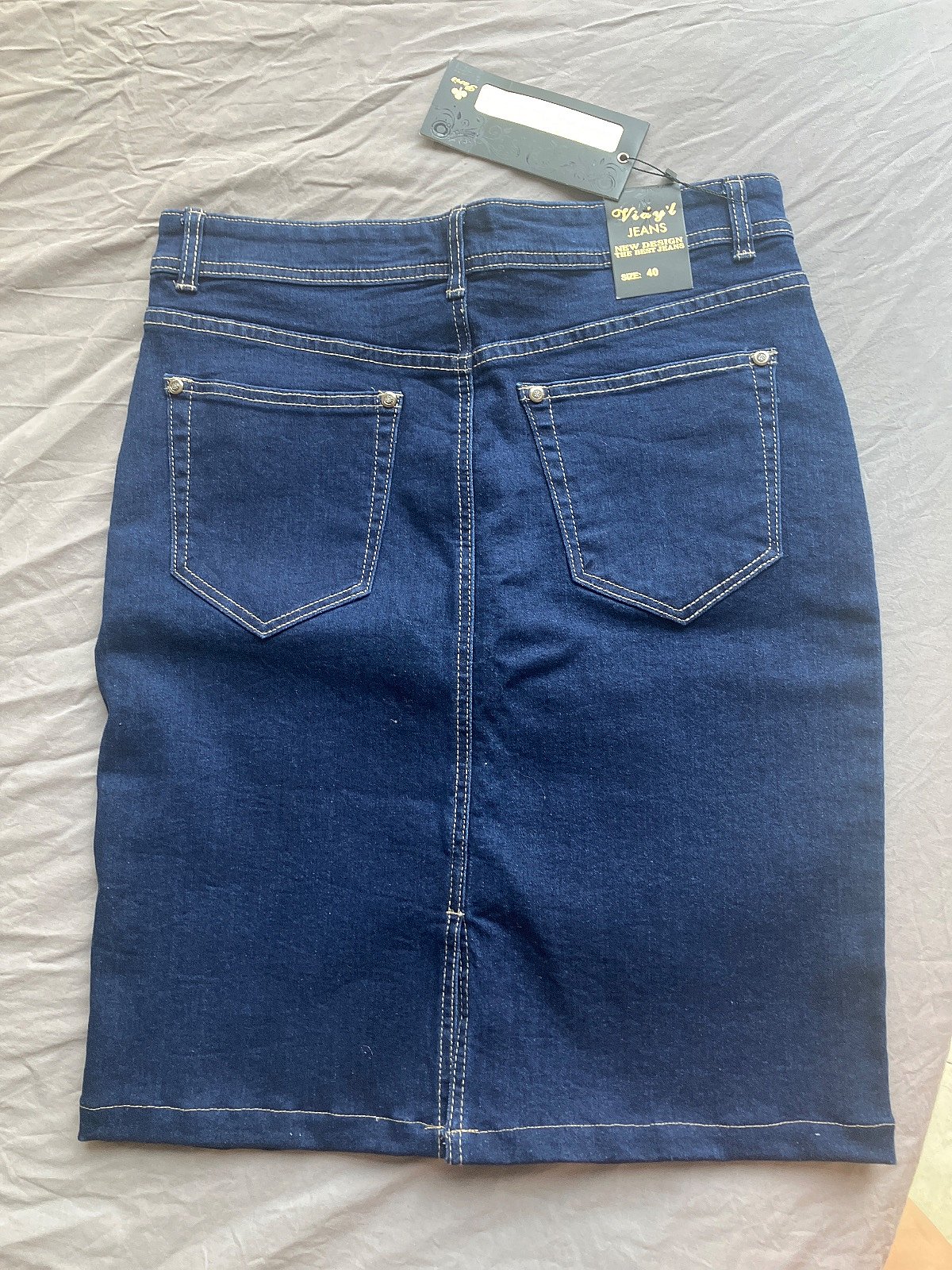 Embroidered denim midi skirt, photo 2