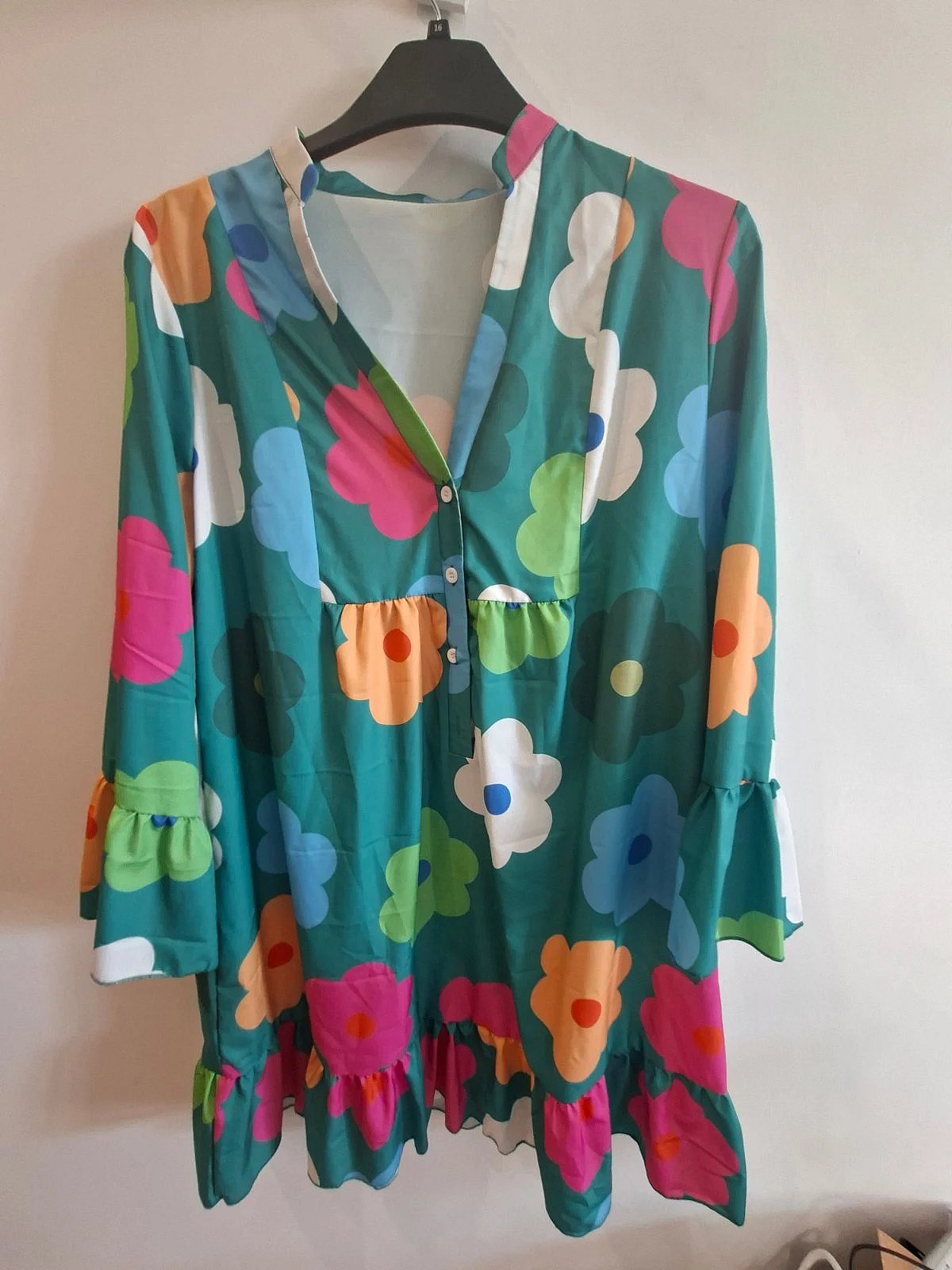 Floral pattern ruffle tunic dress, photo 2