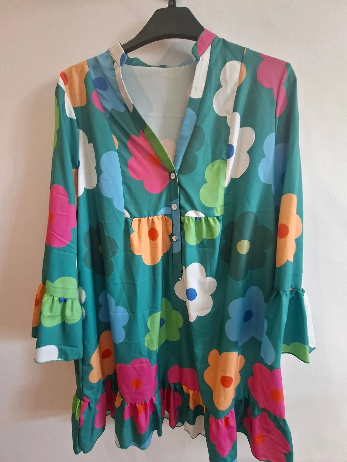 Floral pattern ruffle tunic dress, photo 3
