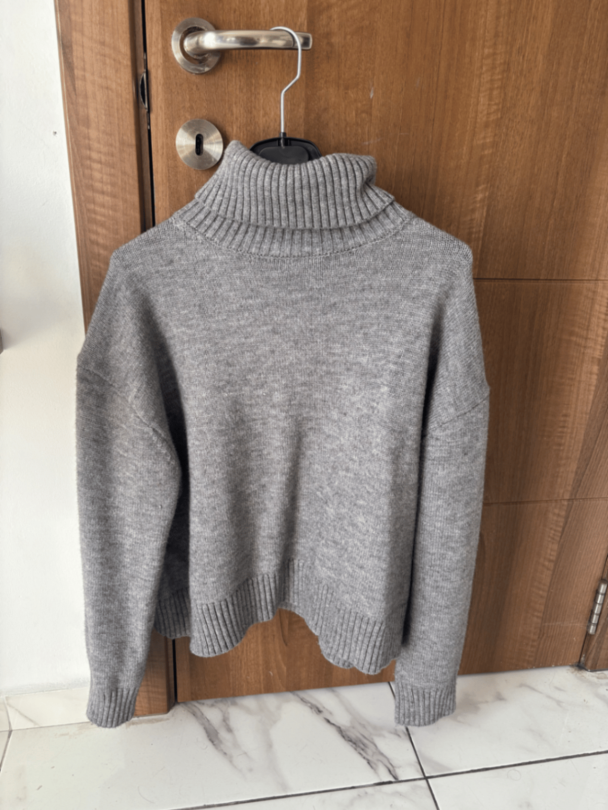 Grey Roll Neck Knitted Sweater - photo 2