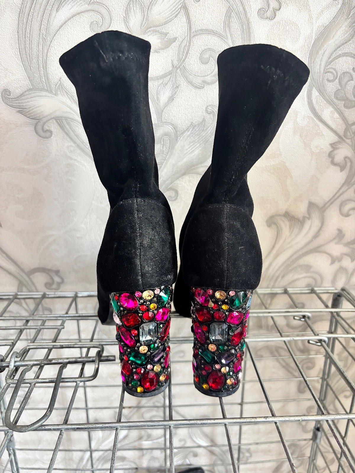 Black ankle boots jewelled heeli, photo 2