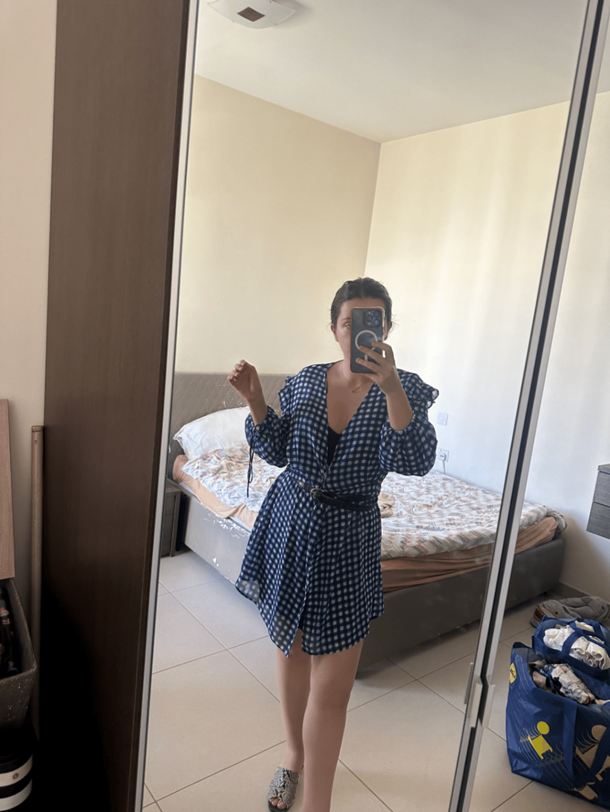Gingham Checkered Mini Wrap Dress, photo 2