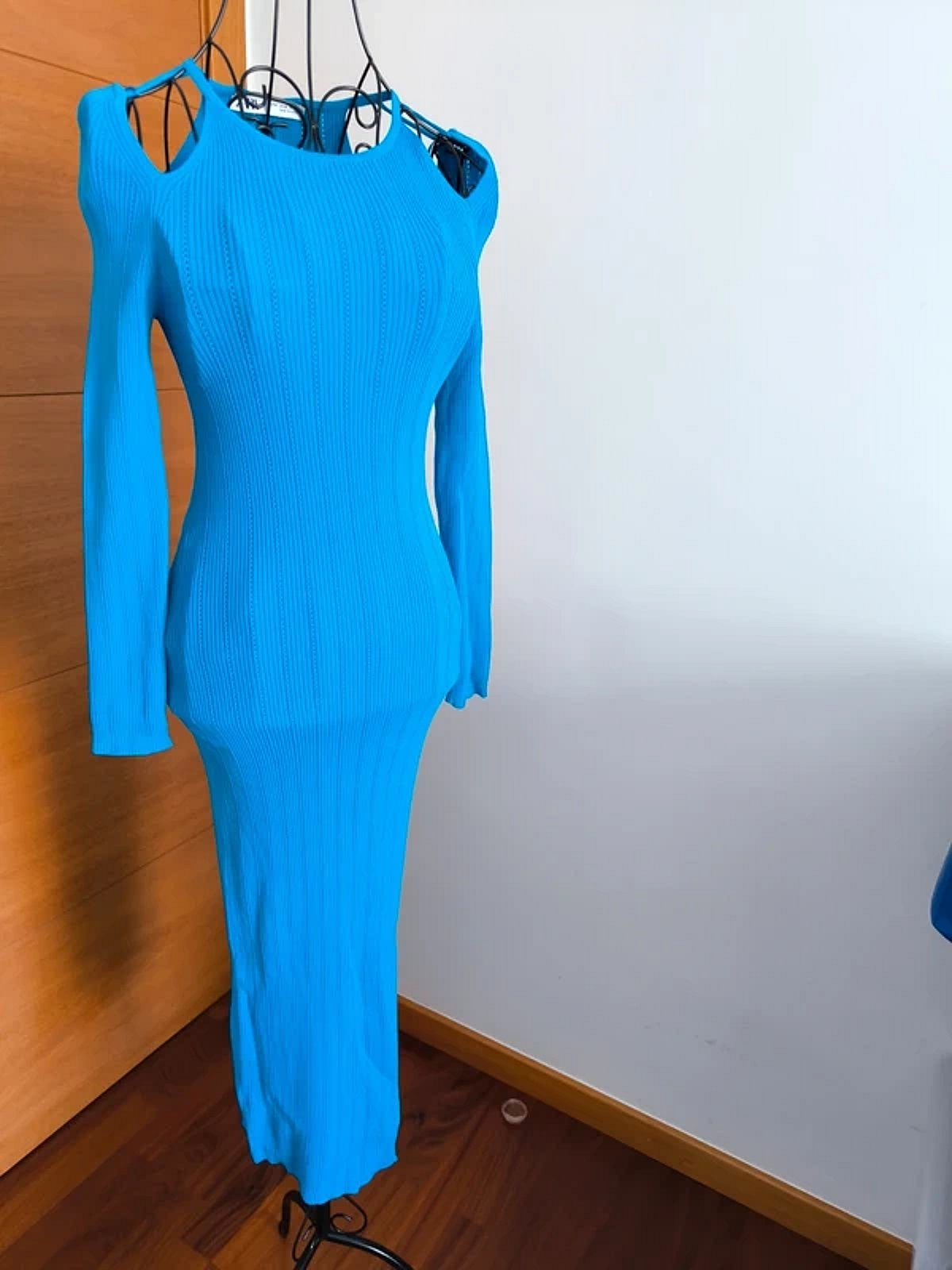 Zara bright blue ribbed dress, photo 2