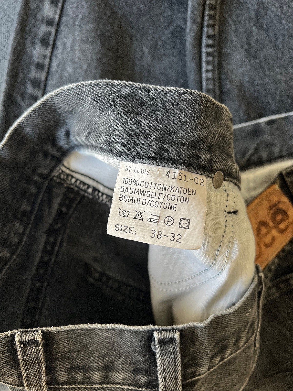 Lee – Vintage Straight Jeans | Washed Black | Size 38-32 | 80s/90s, photo 4