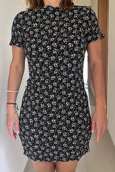 Black Floral Pattern Mini Dress by PROMOD — pre-loved on Thrifted.mt