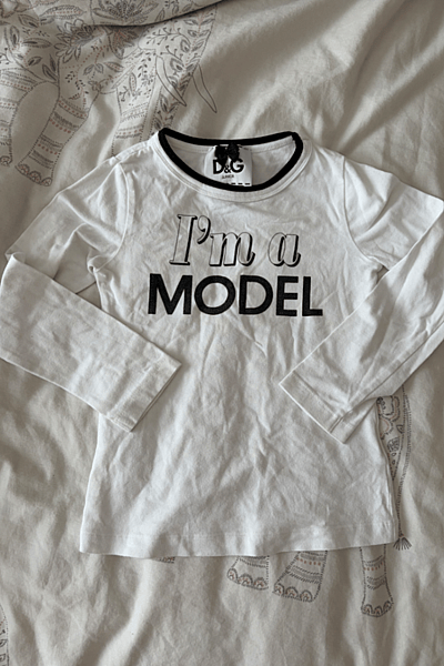 White Graphic Longsleeve Top by D&G — pre-loved on Thrifted.mt