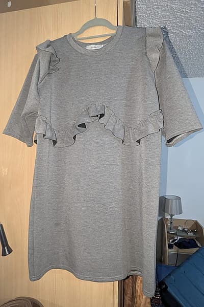 Grey Ruffled Jersey Mini Dress — pre-loved on Thrifted.mt