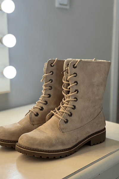 Lace-Up Faux Suede Boots — pre-loved on Thrifted.mt