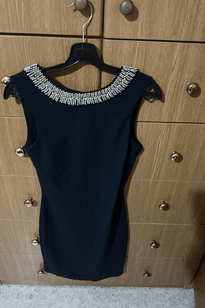 Embellished Neck Sleeveless Navy Dress — pre-loved on Thrifted.mt