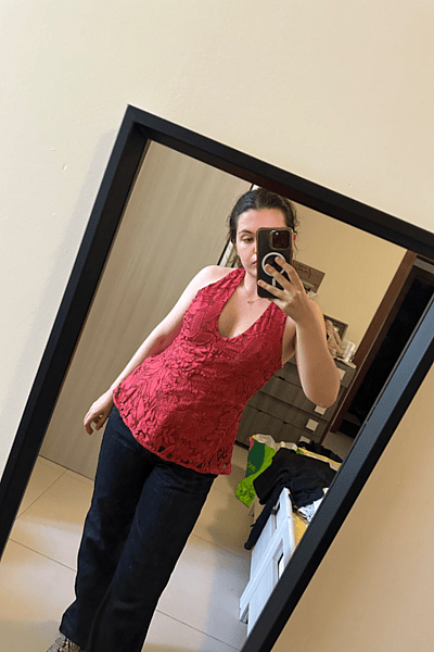 Guess Halterneck Lace Peplum Top by Guess — pre-loved on Thrifted.mt