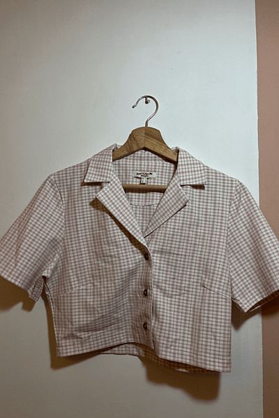 Gingham Print Short Sleeve Shirt by Don't Call Me Jennyfer — pre-loved on Thrifted.mt