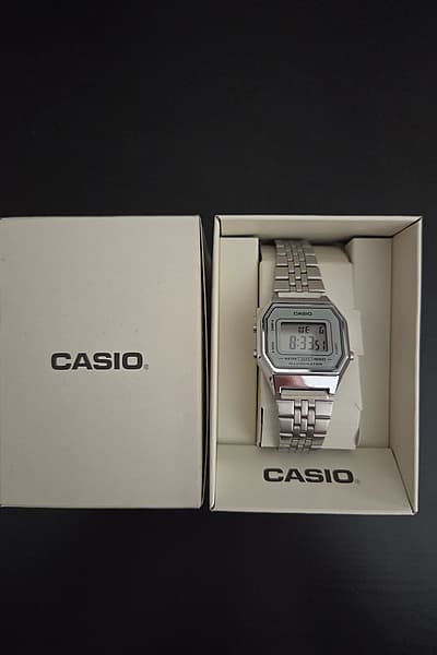 NEW WITH BOX - Casio Digital Silver Watch by Casio — pre-loved on Thrifted.mt
